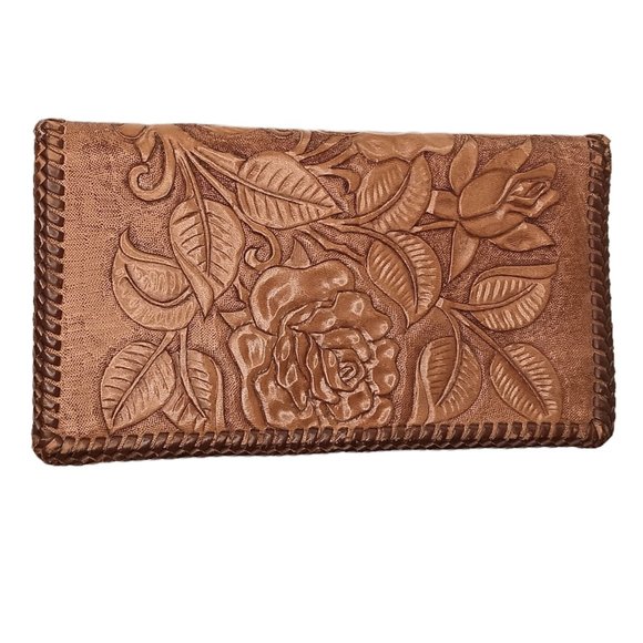 Vintage Other - SOLD - Handtooled Leather Wallet Notepad Holder With Robinson Reminder Insert